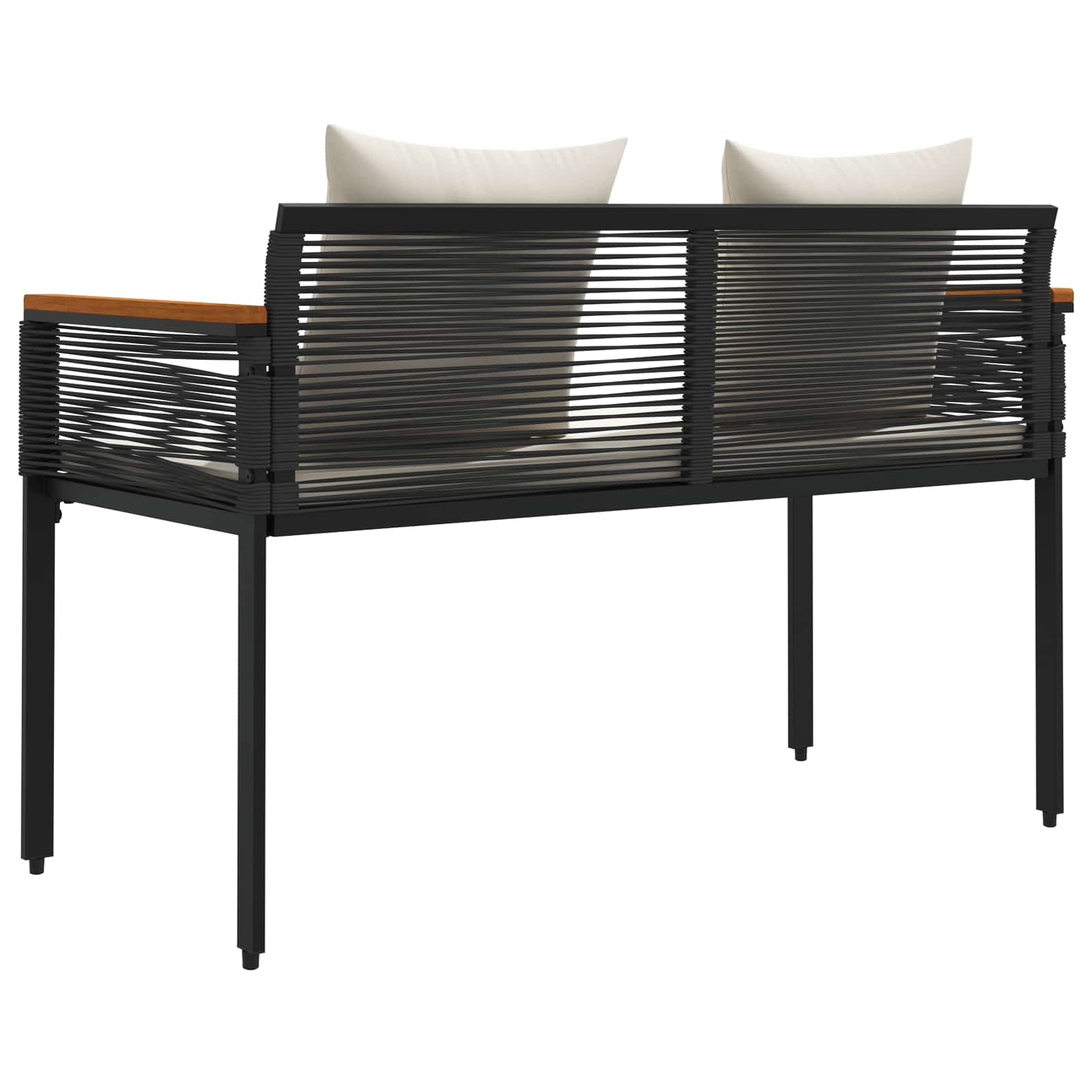 Tuinbank Zwart en Cream Wit 117 x 54 x 74.5 cm poly rattan is nu te koop bij PeponiXL, paradijselijk wonen!