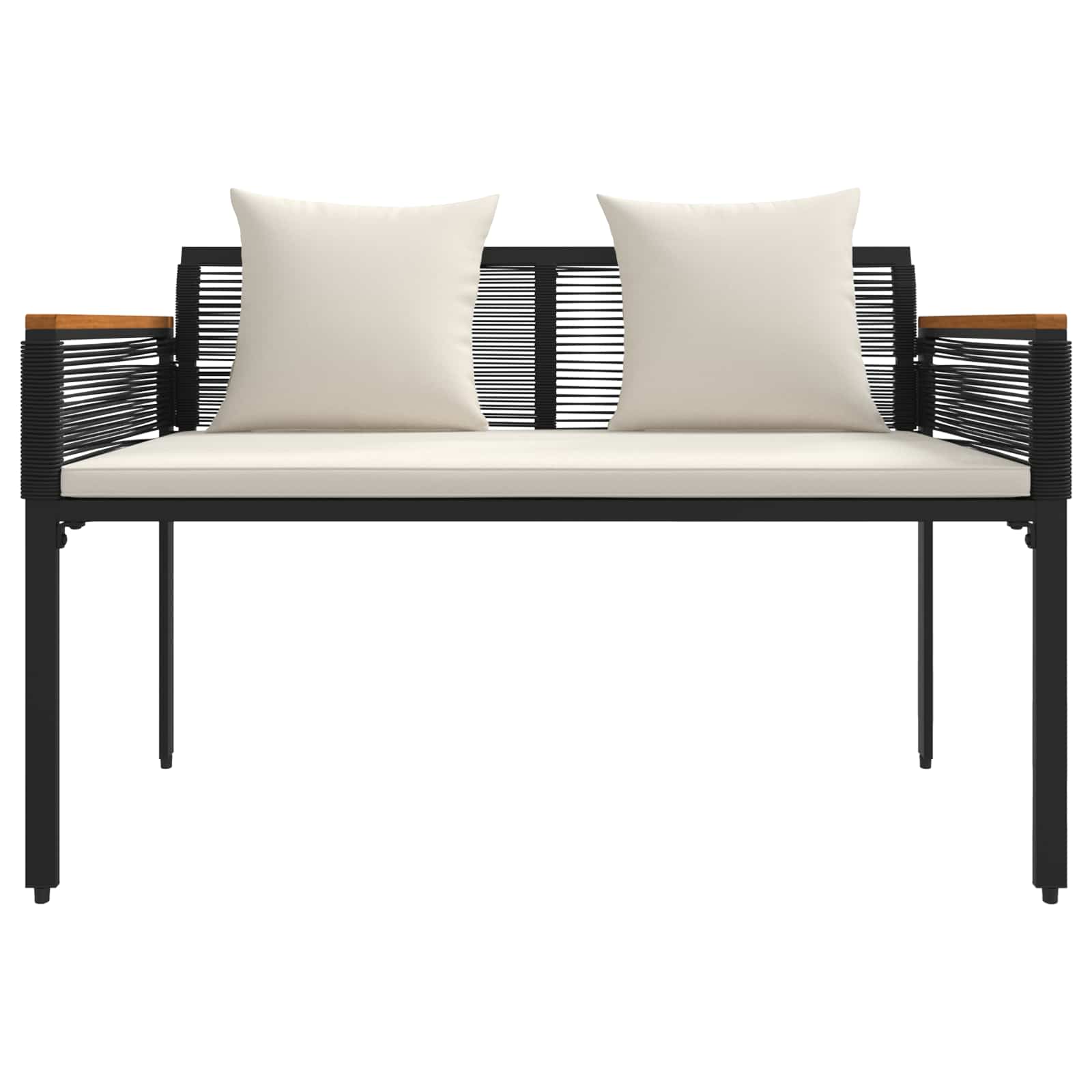 Tuinbank Zwart en Cream Wit 117 x 54 x 74.5 cm poly rattan is nu te koop bij PeponiXL, paradijselijk wonen!