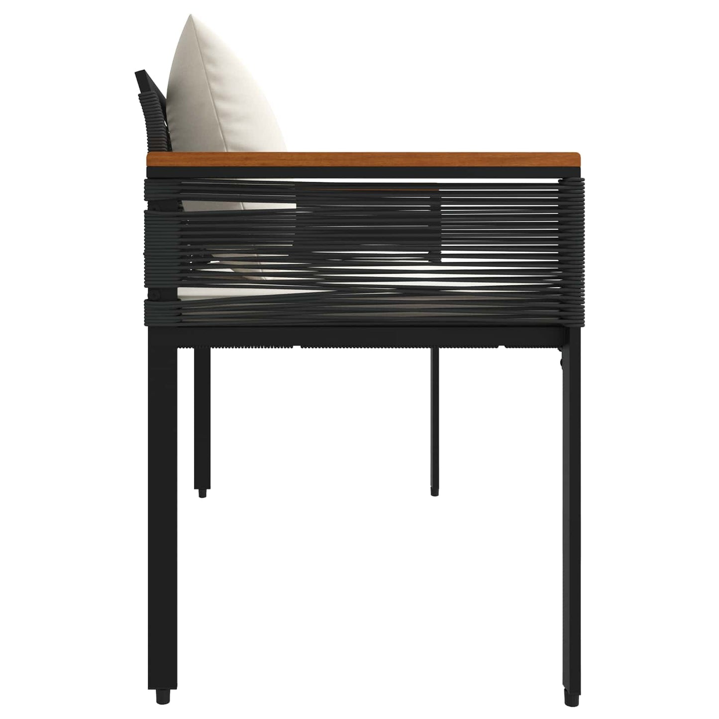Tuinbank Zwart en Cream Wit 117 x 54 x 74.5 cm poly rattan is nu te koop bij PeponiXL, paradijselijk wonen!