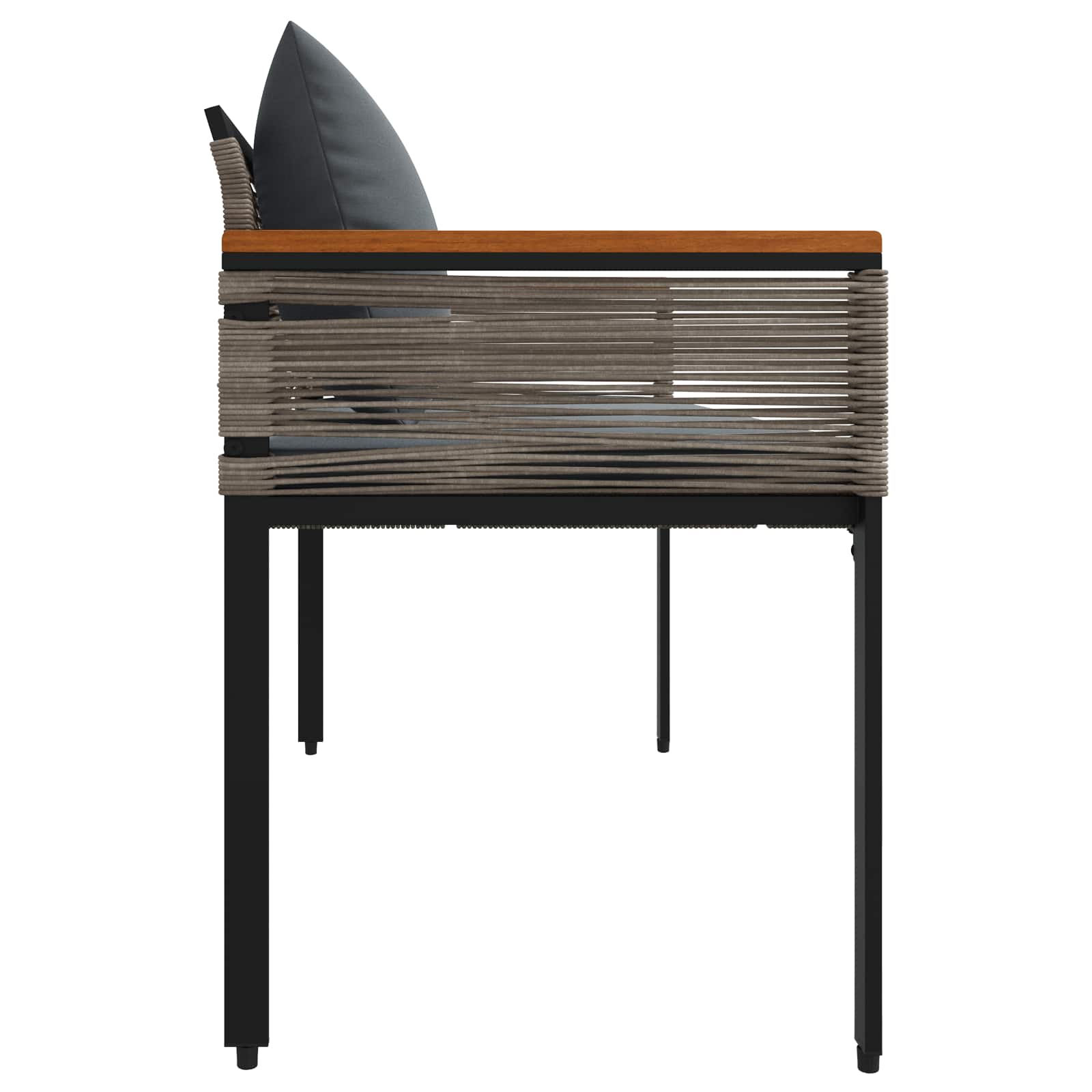 Tuinbank Grijs en Donkergrijs 117 x 54 x 74.5 cm poly rattan is nu te koop bij PeponiXL, paradijselijk wonen!