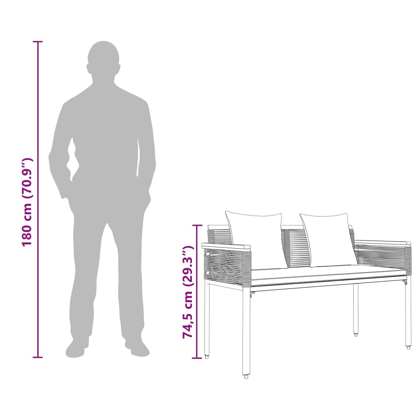 Tuinbank Beige en Crème Wit 117 x 54 x 74.5 cm poly rattan is nu te koop bij PeponiXL, paradijselijk wonen!