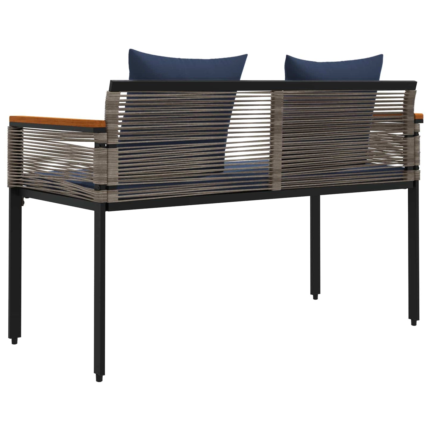 Tuinbank Grijs en Marineblauw 117 x 54 x 74.5 cm poly rattan is nu te koop bij PeponiXL, paradijselijk wonen!