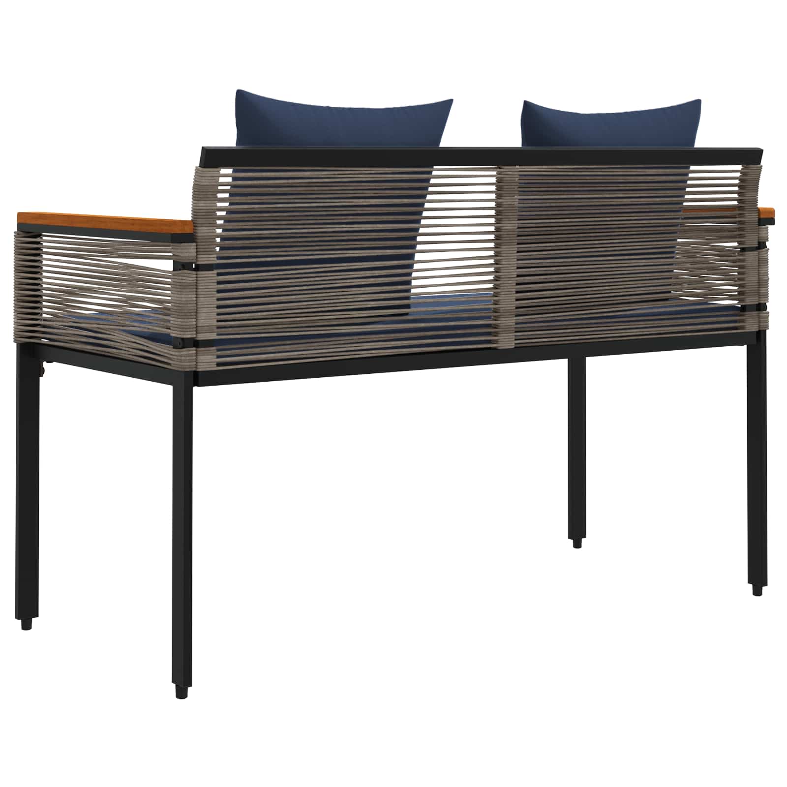 Tuinbank Grijs en Marineblauw 117 x 54 x 74.5 cm poly rattan is nu te koop bij PeponiXL, paradijselijk wonen!