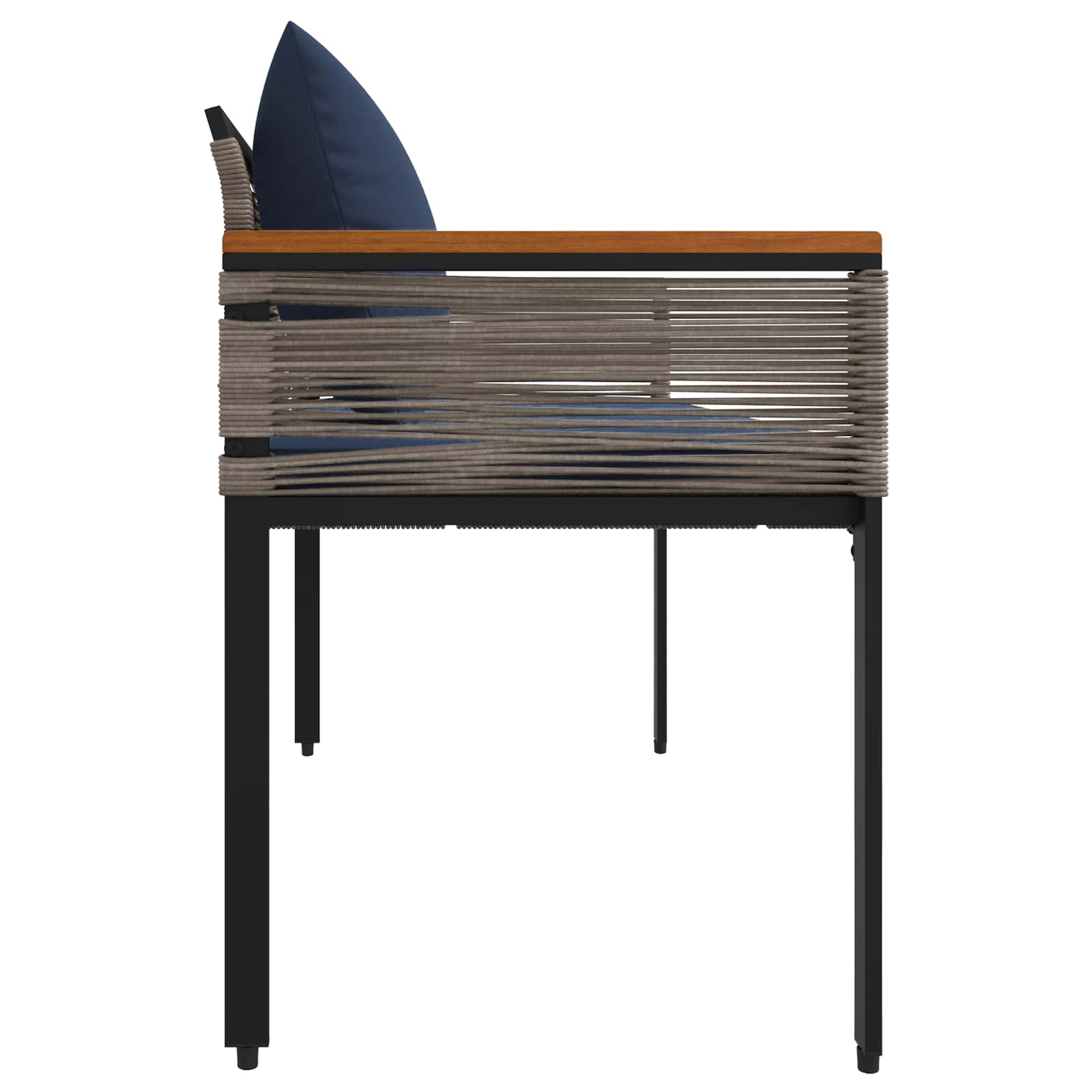 Tuinbank Grijs en Marineblauw 117 x 54 x 74.5 cm poly rattan is nu te koop bij PeponiXL, paradijselijk wonen!