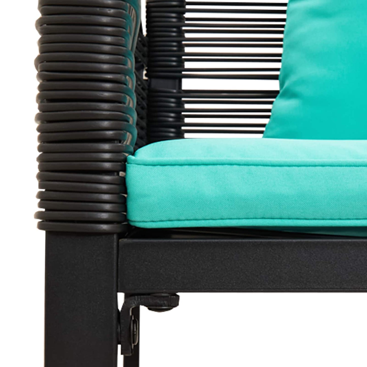 Tuinbank Zwart en Turquoise 117 x 54 x 74.5 cm poly rattan is nu te koop bij PeponiXL, paradijselijk wonen!