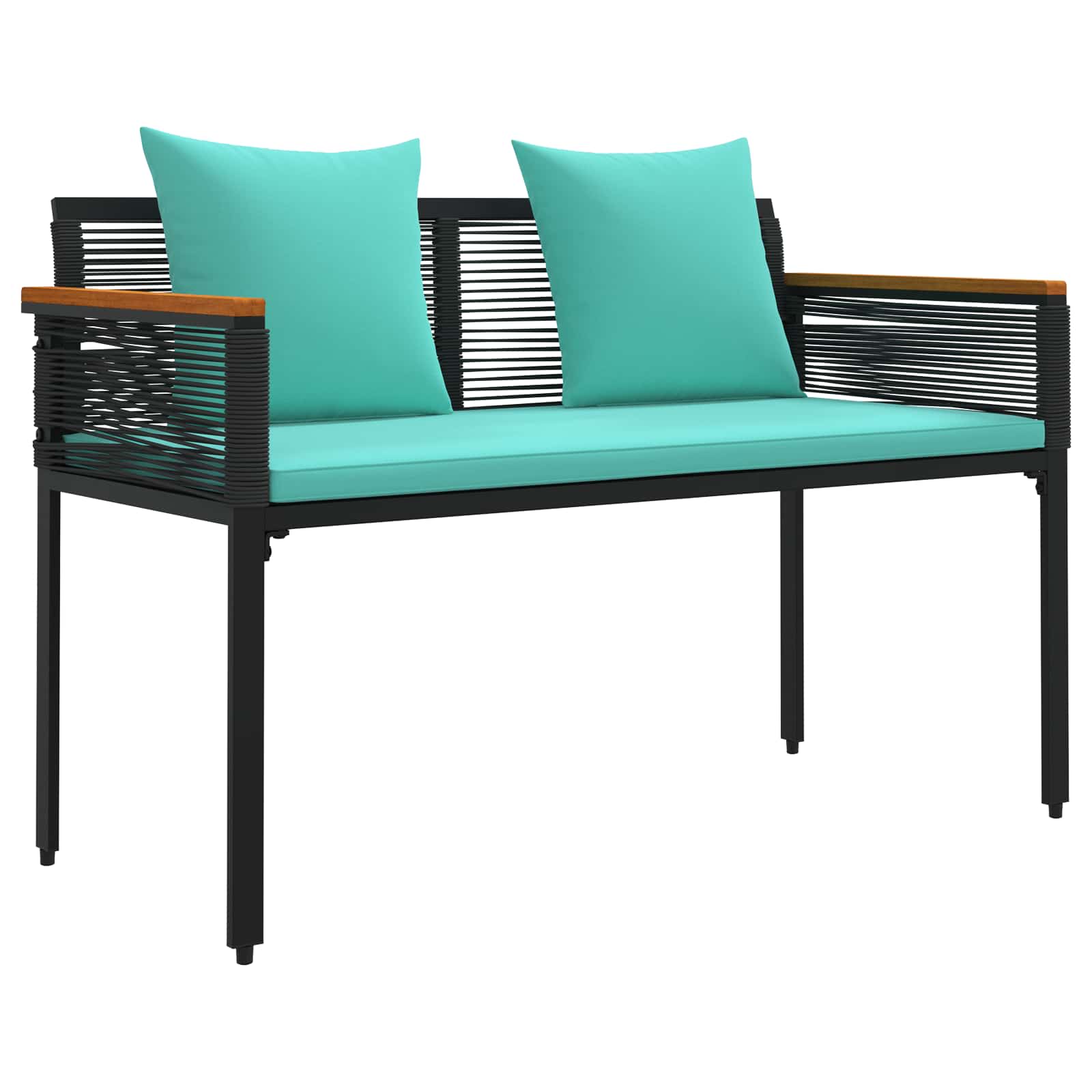 Tuinbank Zwart en Turquoise 117 x 54 x 74.5 cm poly rattan is nu te koop bij PeponiXL, paradijselijk wonen!