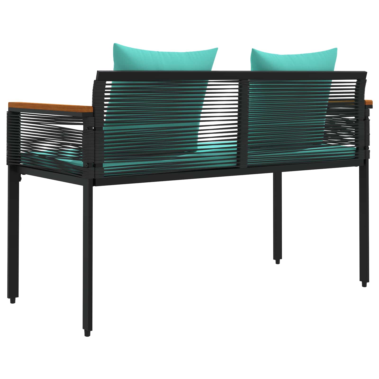 Tuinbank Zwart en Turquoise 117 x 54 x 74.5 cm poly rattan is nu te koop bij PeponiXL, paradijselijk wonen!