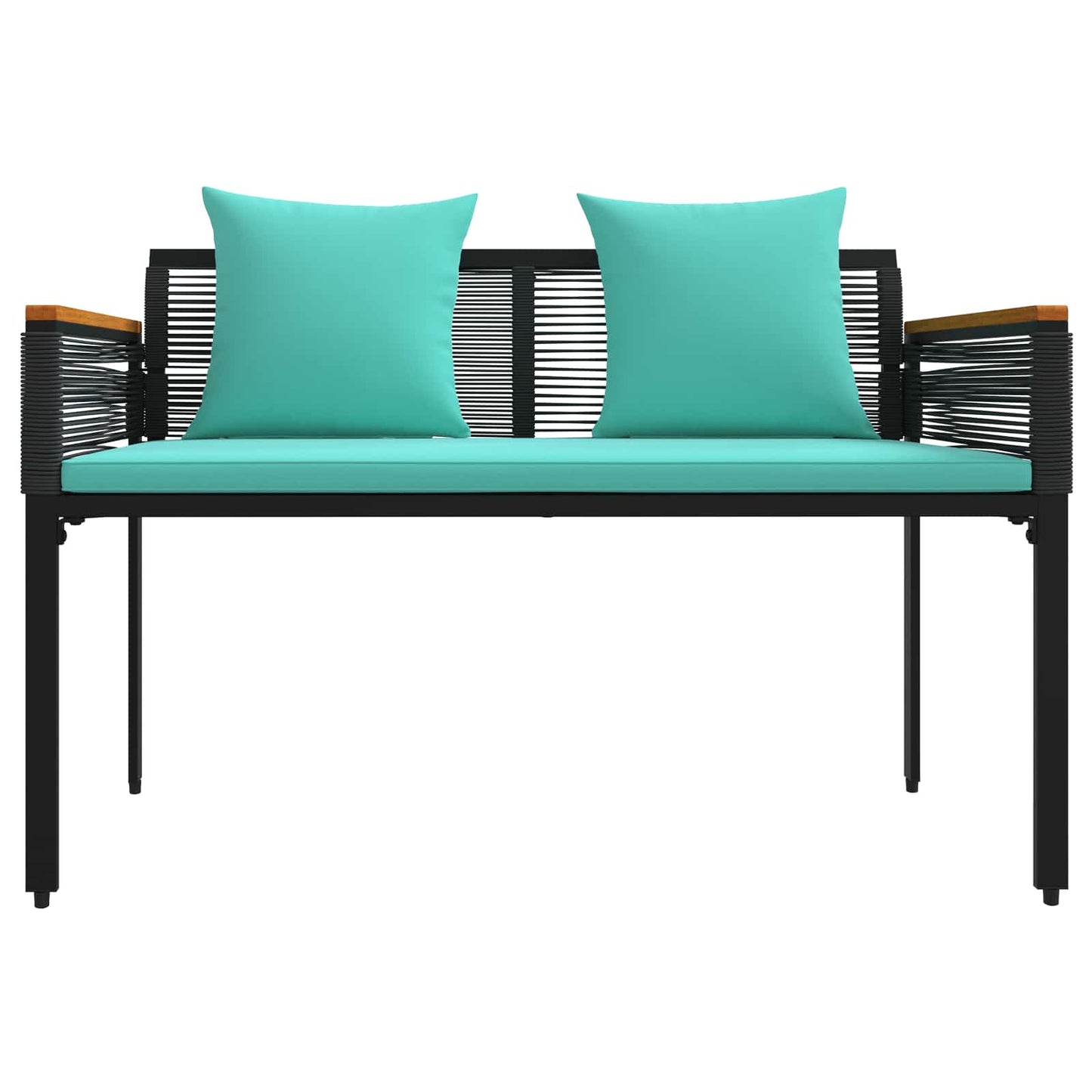 Tuinbank Zwart en Turquoise 117 x 54 x 74.5 cm poly rattan is nu te koop bij PeponiXL, paradijselijk wonen!