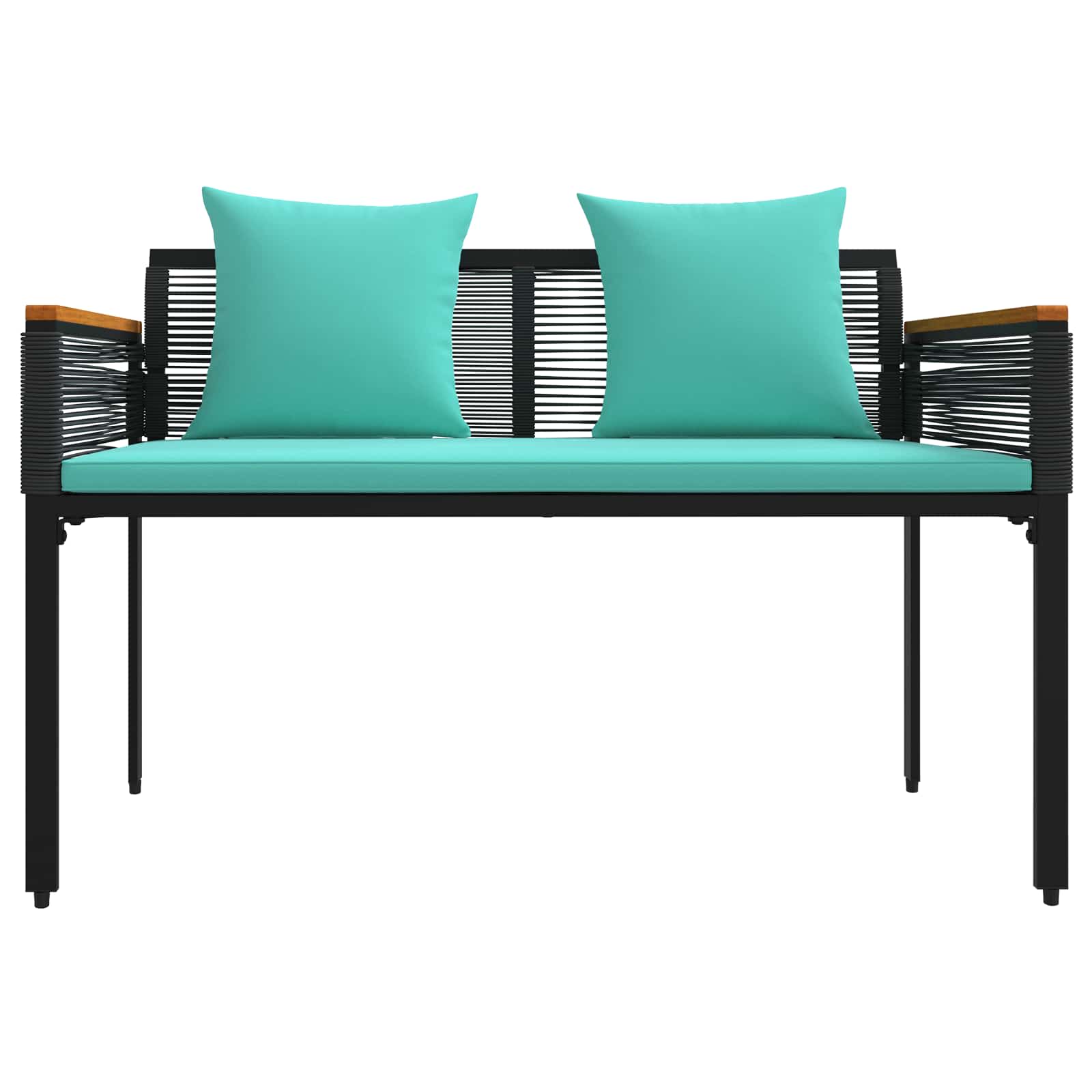 Tuinbank Zwart en Turquoise 117 x 54 x 74.5 cm poly rattan is nu te koop bij PeponiXL, paradijselijk wonen!