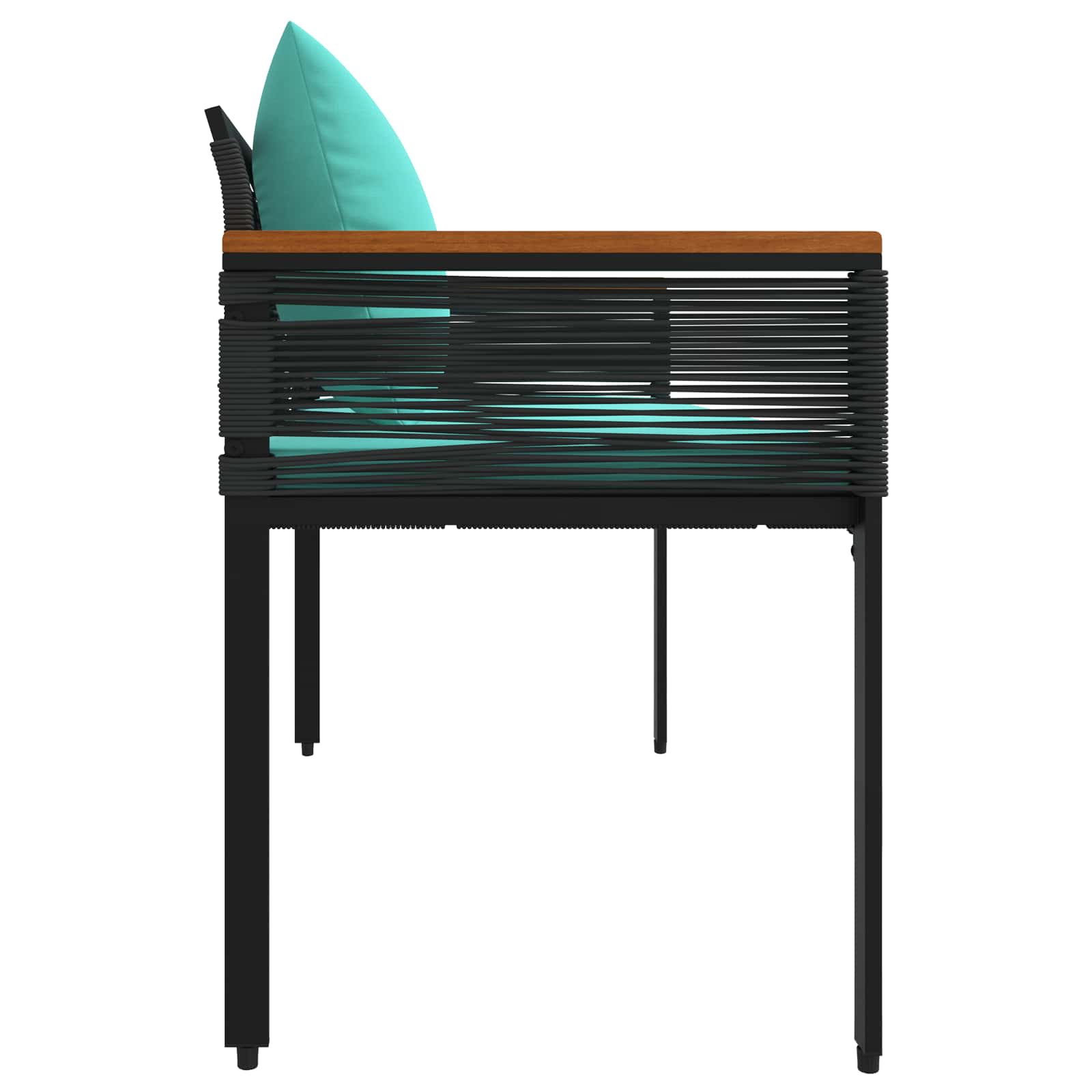Tuinbank Zwart en Turquoise 117 x 54 x 74.5 cm poly rattan is nu te koop bij PeponiXL, paradijselijk wonen!