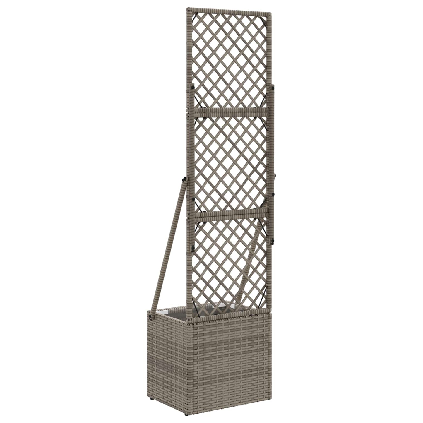 Tuindruppel met Trellis Grijs 35 x 30 x 135 cm poly rattan is nu te koop bij PeponiXL, paradijselijk wonen!