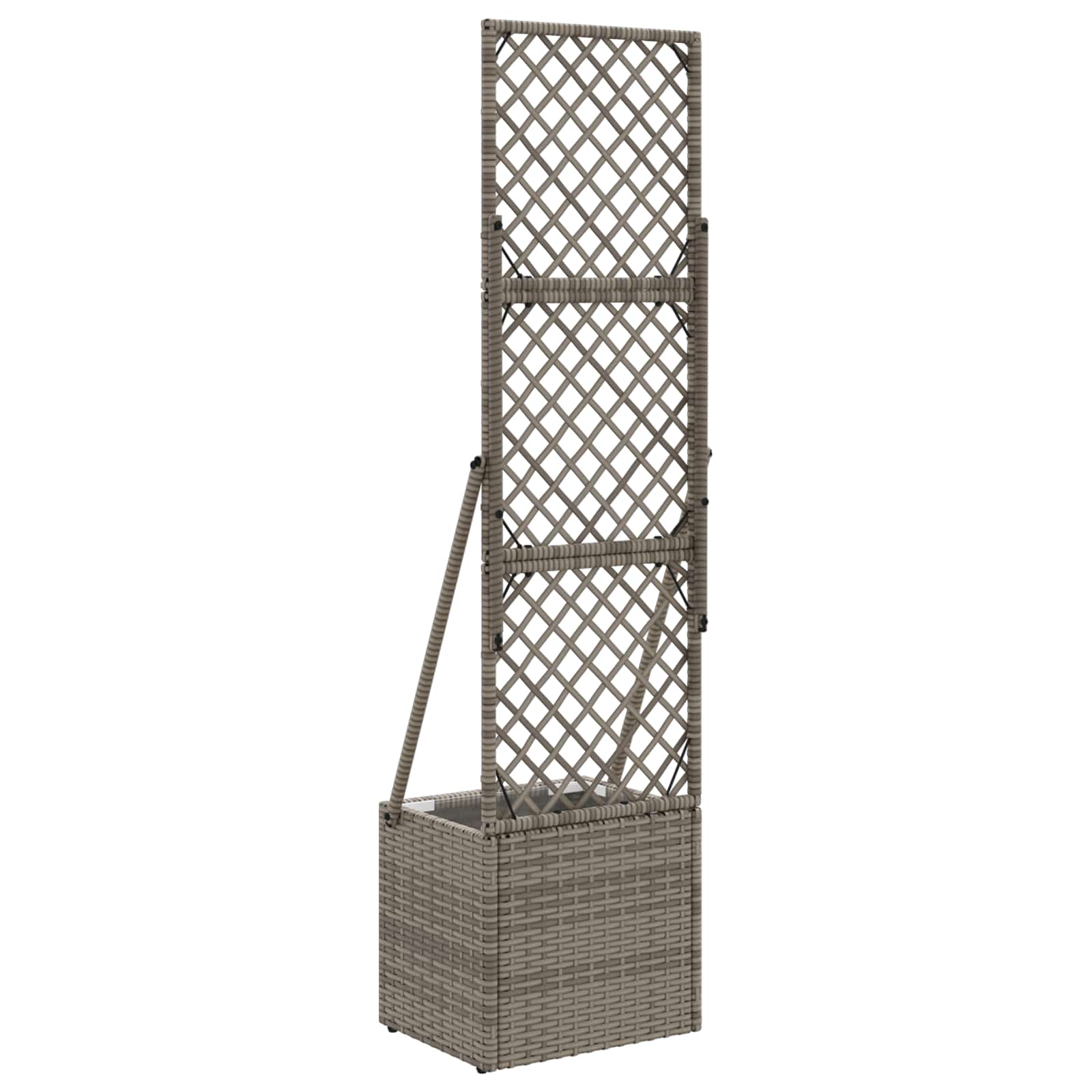 Tuindruppel met Trellis Grijs 35 x 30 x 135 cm poly rattan is nu te koop bij PeponiXL, paradijselijk wonen!