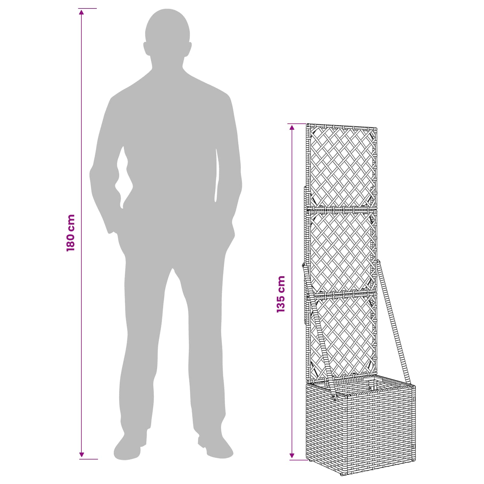 Tuindruppel met Trellis Grijs 35 x 30 x 135 cm poly rattan is nu te koop bij PeponiXL, paradijselijk wonen!