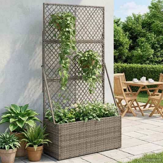 Tuindruppel met Trellis Grijs 70 x 30 x 135 cm poly rattan is nu te koop bij PeponiXL, paradijselijk wonen!