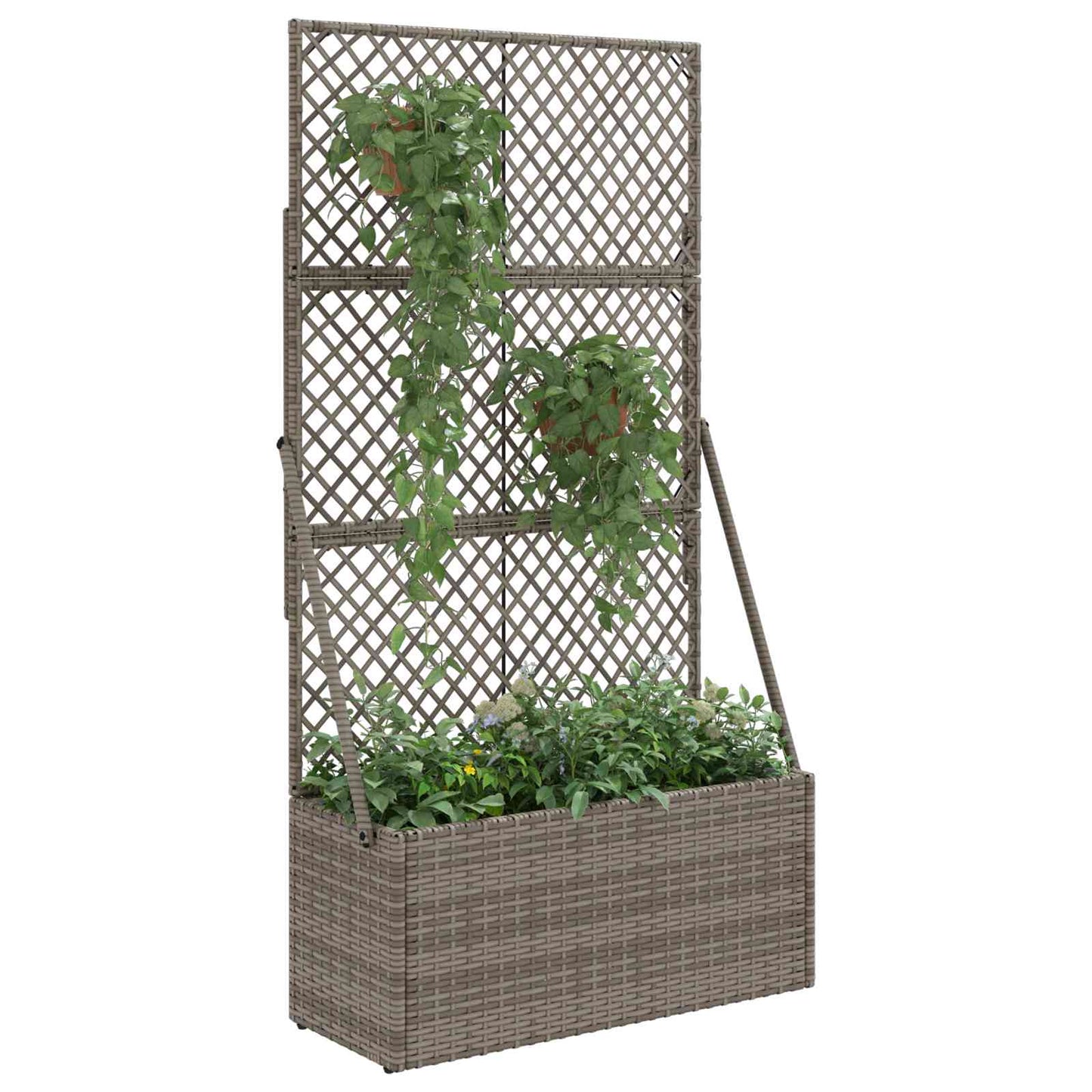 Tuindruppel met Trellis Grijs 70 x 30 x 135 cm poly rattan is nu te koop bij PeponiXL, paradijselijk wonen!