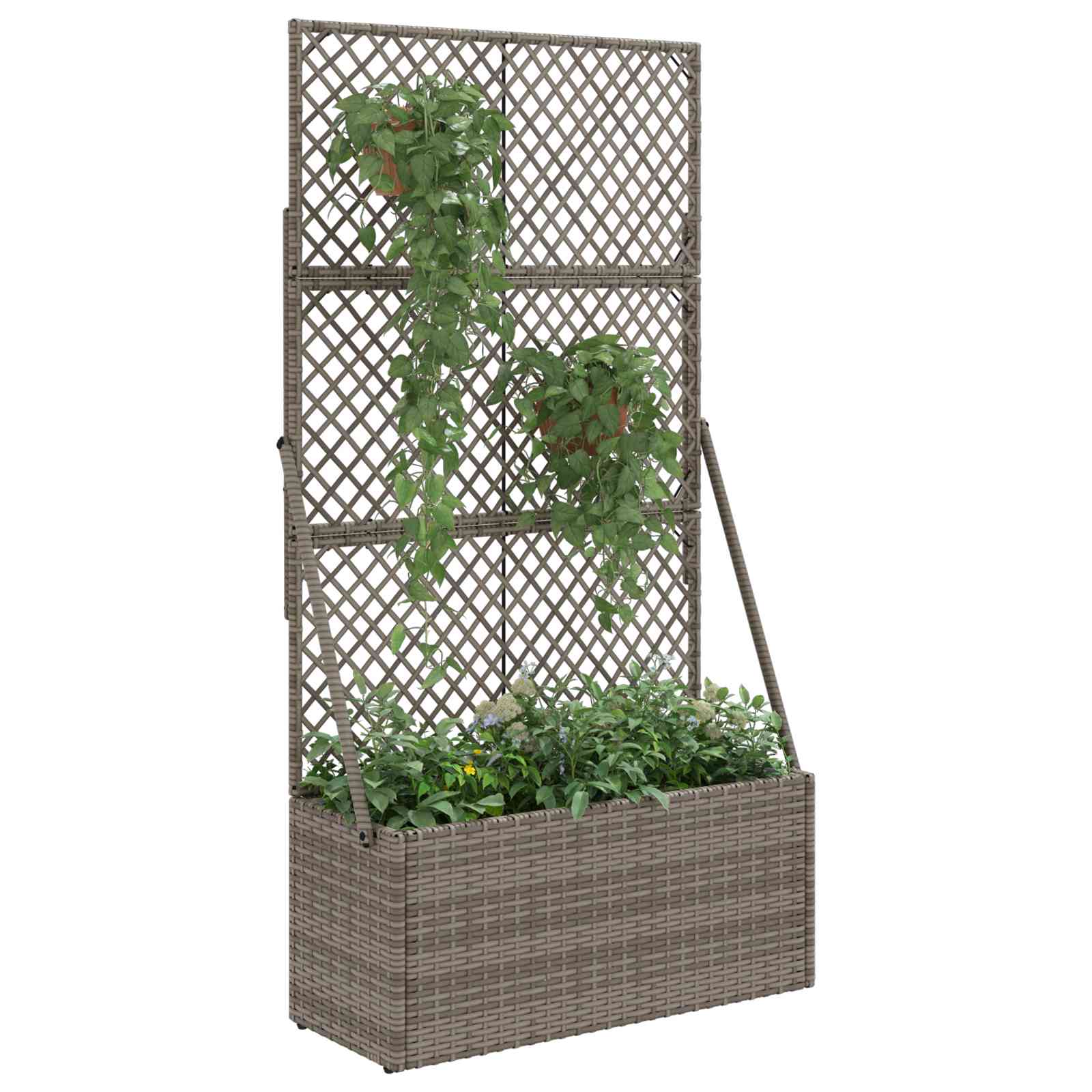 Tuindruppel met Trellis Grijs 70 x 30 x 135 cm poly rattan is nu te koop bij PeponiXL, paradijselijk wonen!