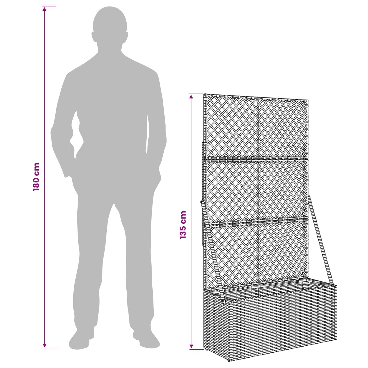 Tuindruppel met Trellis Grijs 70 x 30 x 135 cm poly rattan is nu te koop bij PeponiXL, paradijselijk wonen!