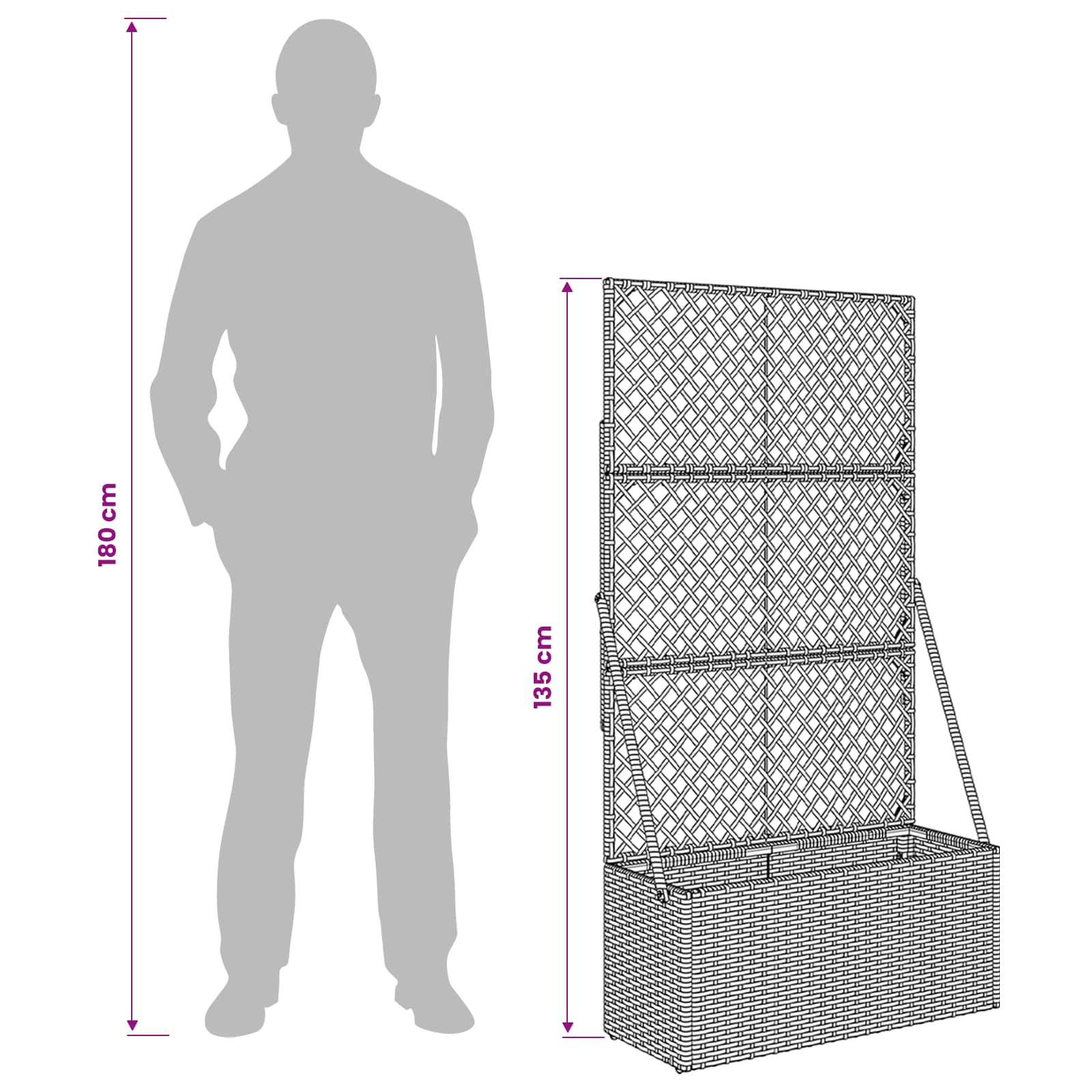 Tuindruppel met Trellis Grijs 70 x 30 x 135 cm poly rattan is nu te koop bij PeponiXL, paradijselijk wonen!