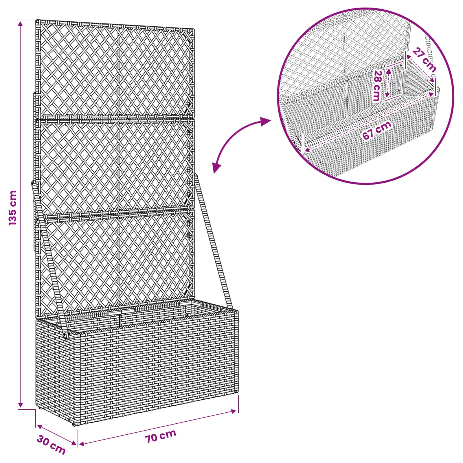 Tuindruppel met Trellis Grijs 70 x 30 x 135 cm poly rattan is nu te koop bij PeponiXL, paradijselijk wonen!