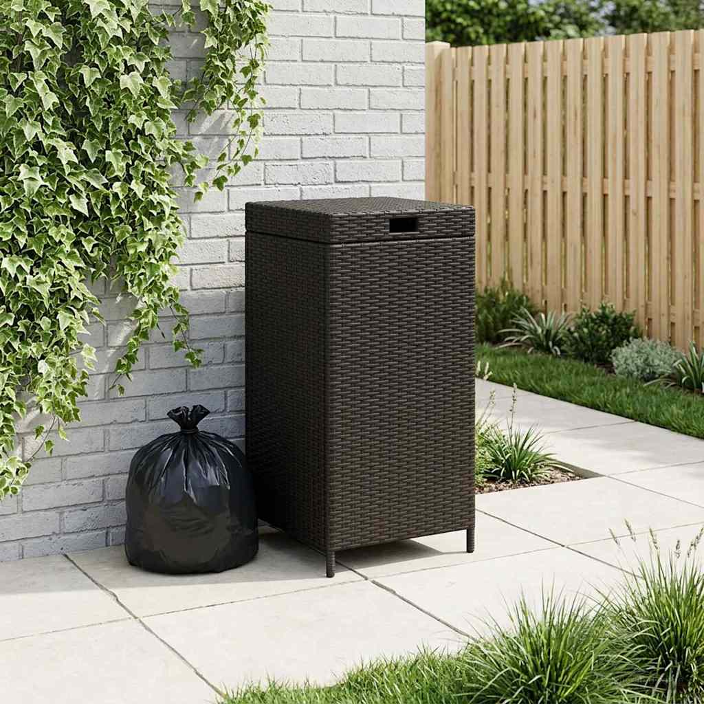 Buiten Afvalbak Zwart 40 x 40 x 80 cm poly rattan is nu te koop bij PeponiXL, paradijselijk wonen!