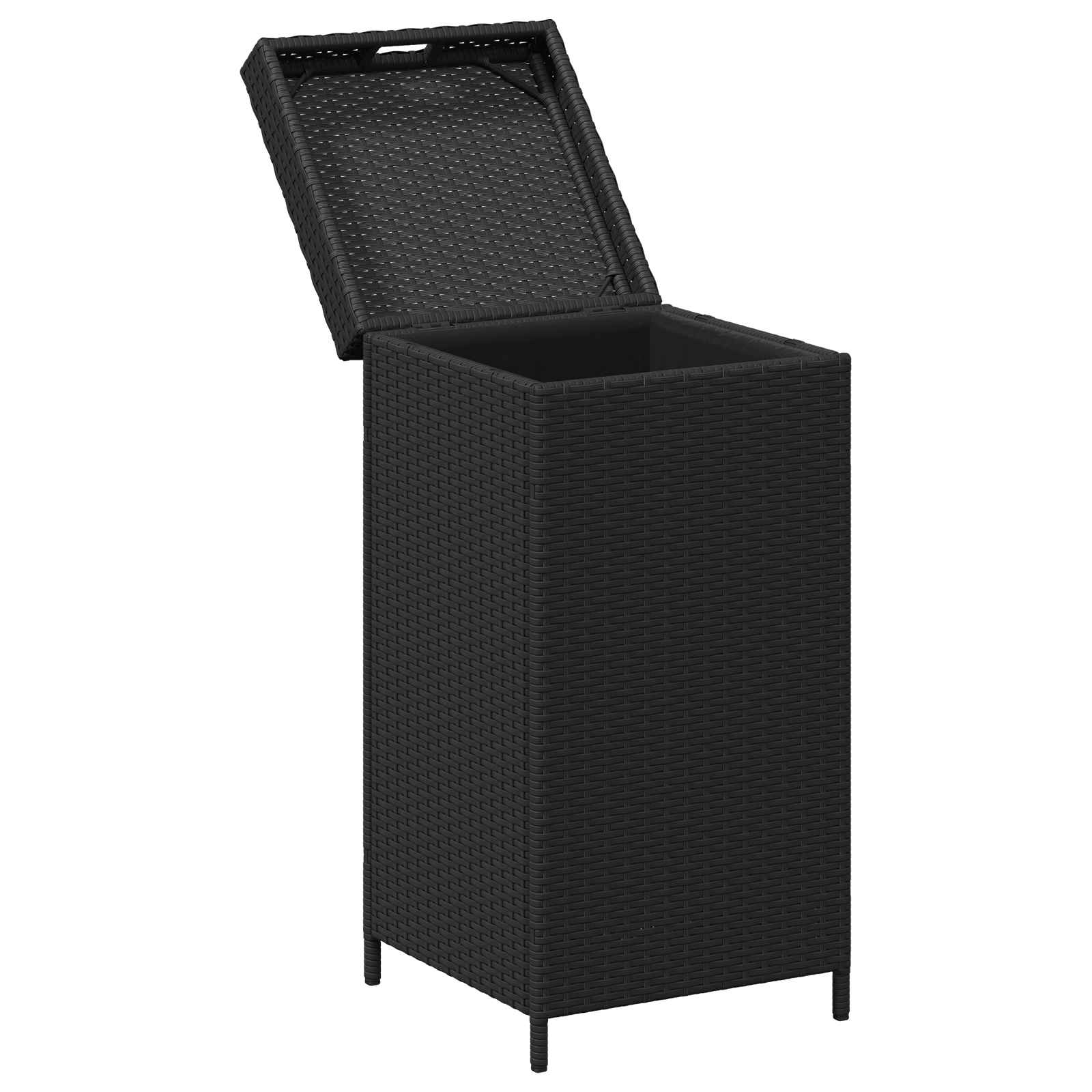 Buiten Afvalbak Zwart 40 x 40 x 80 cm poly rattan is nu te koop bij PeponiXL, paradijselijk wonen!