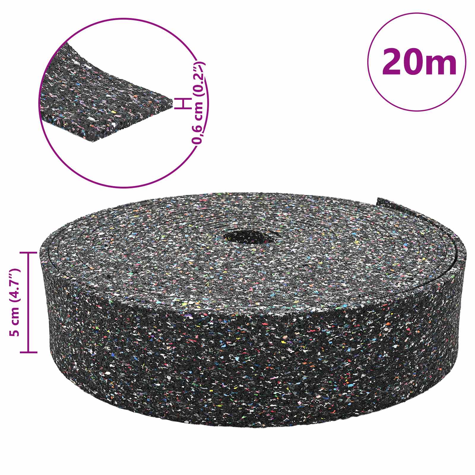 Rubbergranulaatrol Zwart 200 x 5 x 0,6 cm Rubber is nu te koop bij PeponiXL, paradijselijk wonen!
