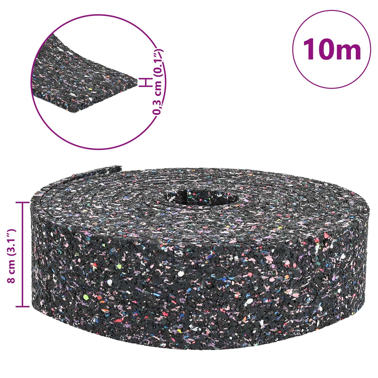 Rubbergranulaatrol Zwart 1000 x 8 x 0,3 cm Rubber is nu te koop bij PeponiXL, paradijselijk wonen!