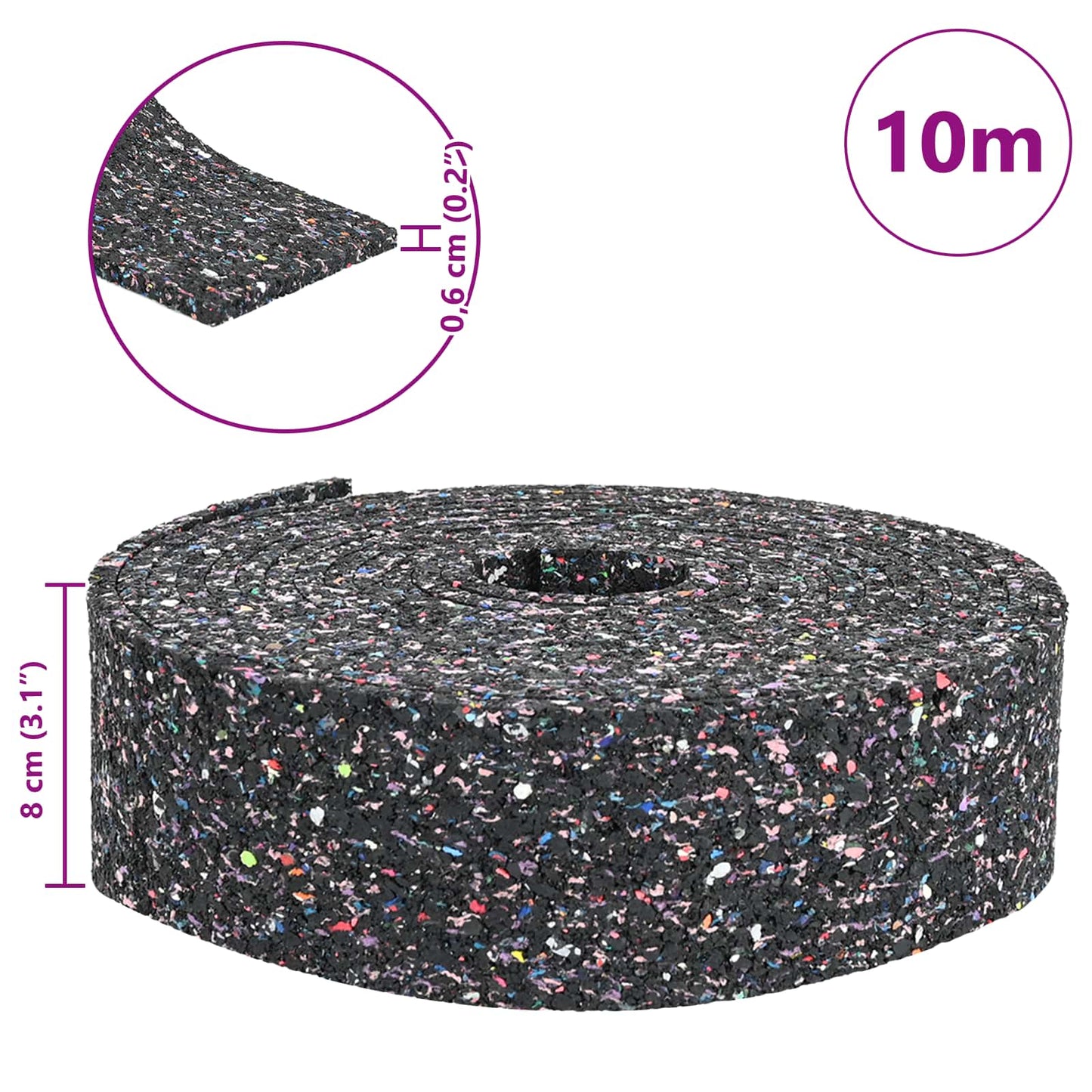 Rubbergranulaatrol Zwart 1000 x 8 x 0,6 cm Rubber is nu te koop bij PeponiXL, paradijselijk wonen!