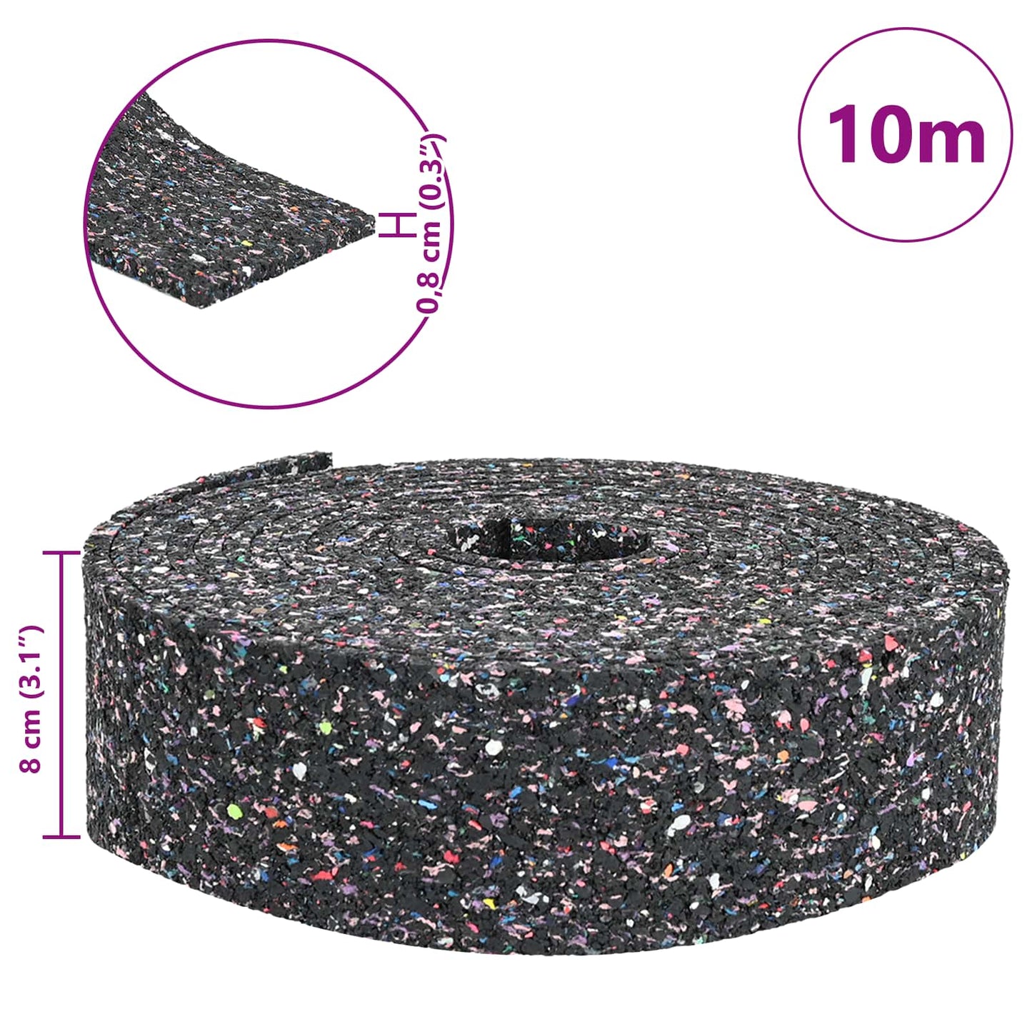 Rubbergranulaatrol Zwart 1000 x 8 x 0,8 cm Rubber is nu te koop bij PeponiXL, paradijselijk wonen!