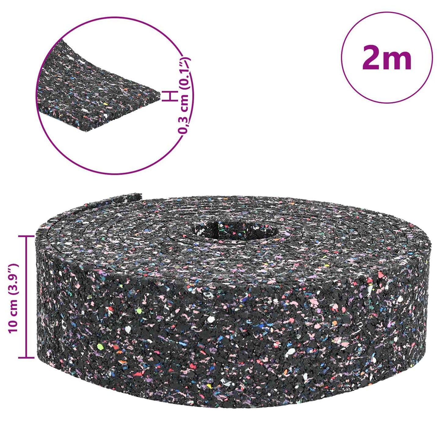 Rubbergranulaatrol Zwart 200 x 10 x 0,3 cm Rubber is nu te koop bij PeponiXL, paradijselijk wonen!