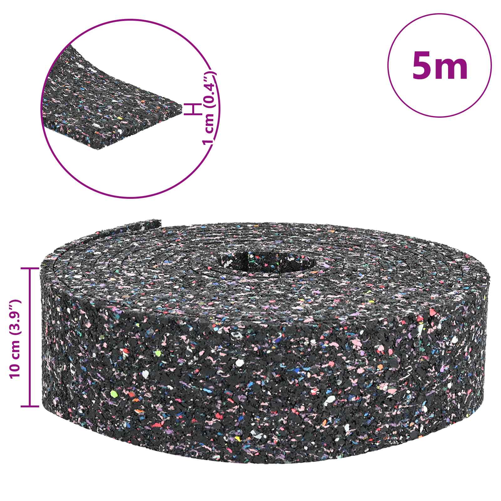 Rubbergranulaatrol Zwart 500 x 10 x 1 cm Rubber is nu te koop bij PeponiXL, paradijselijk wonen!