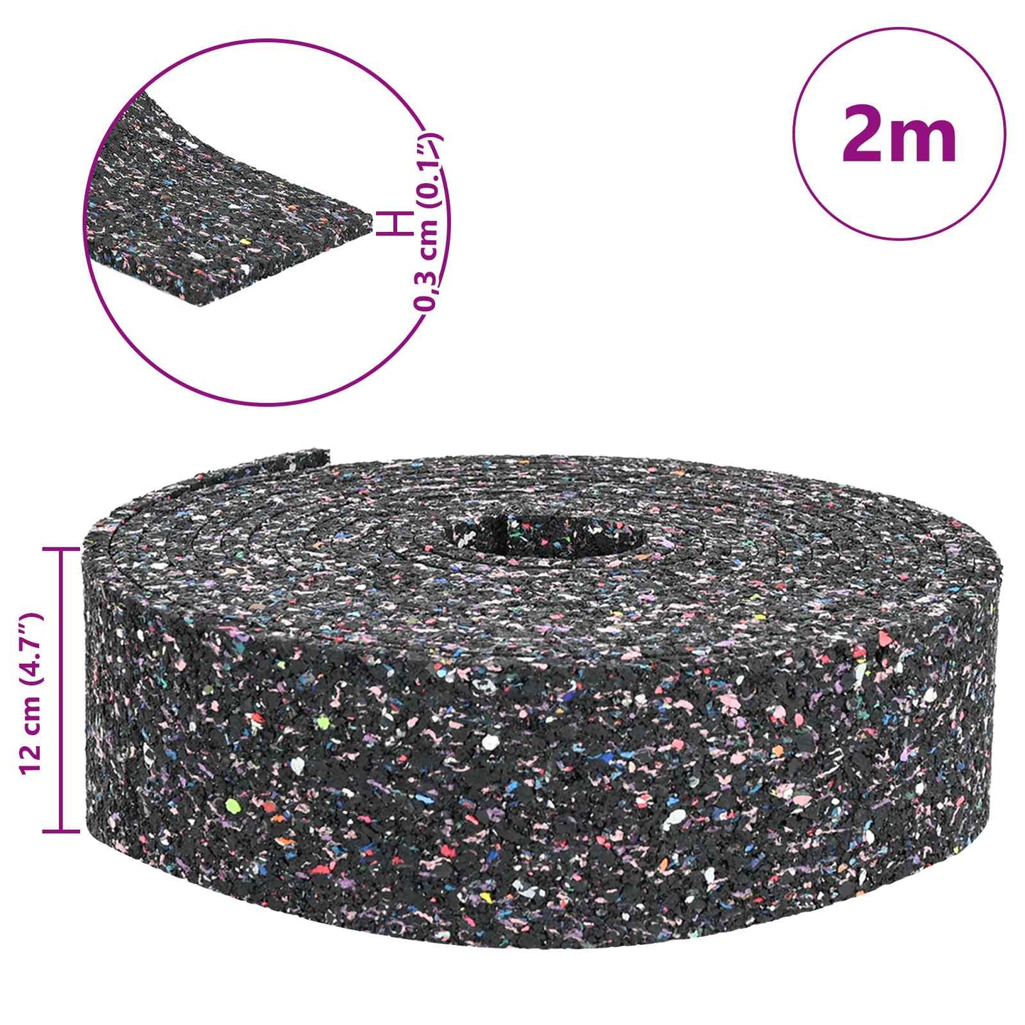 Rubbergranulaatrol Zwart 200 x 12 x 0,3 cm Rubber is nu te koop bij PeponiXL, paradijselijk wonen!