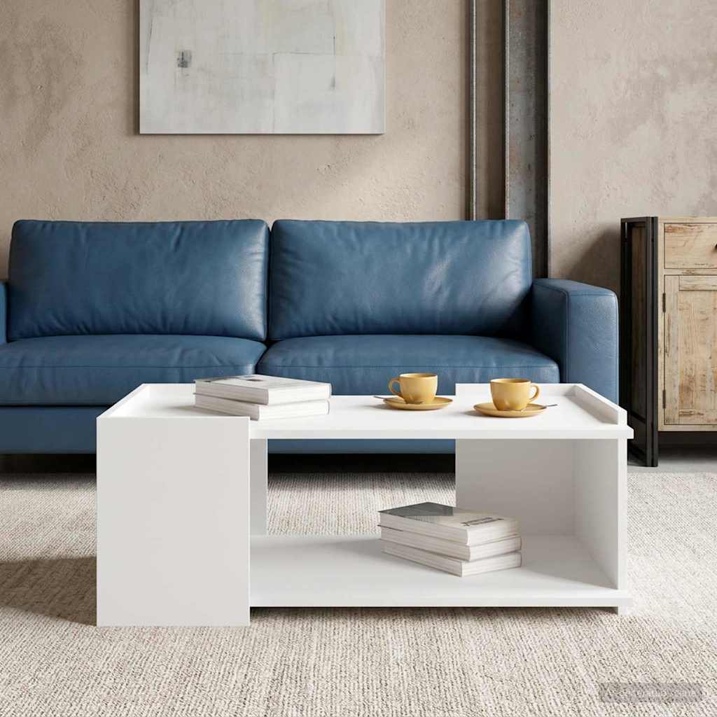 Salontafel Wit 90 x 50 x 33 cm Bewerkt hout is nu te koop bij PeponiXL, paradijselijk wonen!
