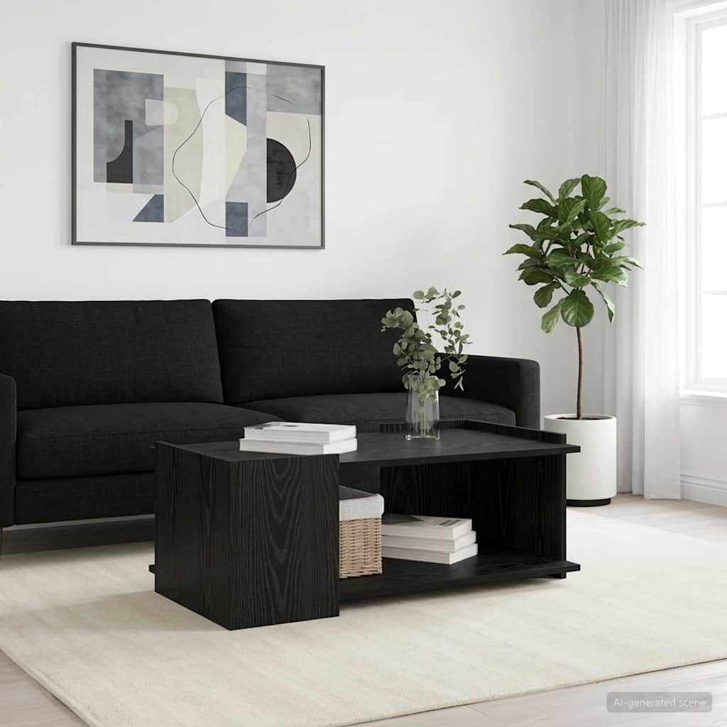 Salontafel Zwart eiken 90 x 50 x 33 cm Bewerkt hout is nu te koop bij PeponiXL, paradijselijk wonen!