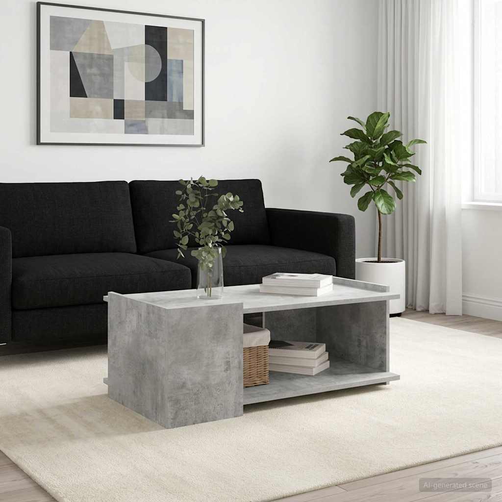 Salontafel Betongrijs 90 x 50 x 33 cm Bewerkt hout is nu te koop bij PeponiXL, paradijselijk wonen!