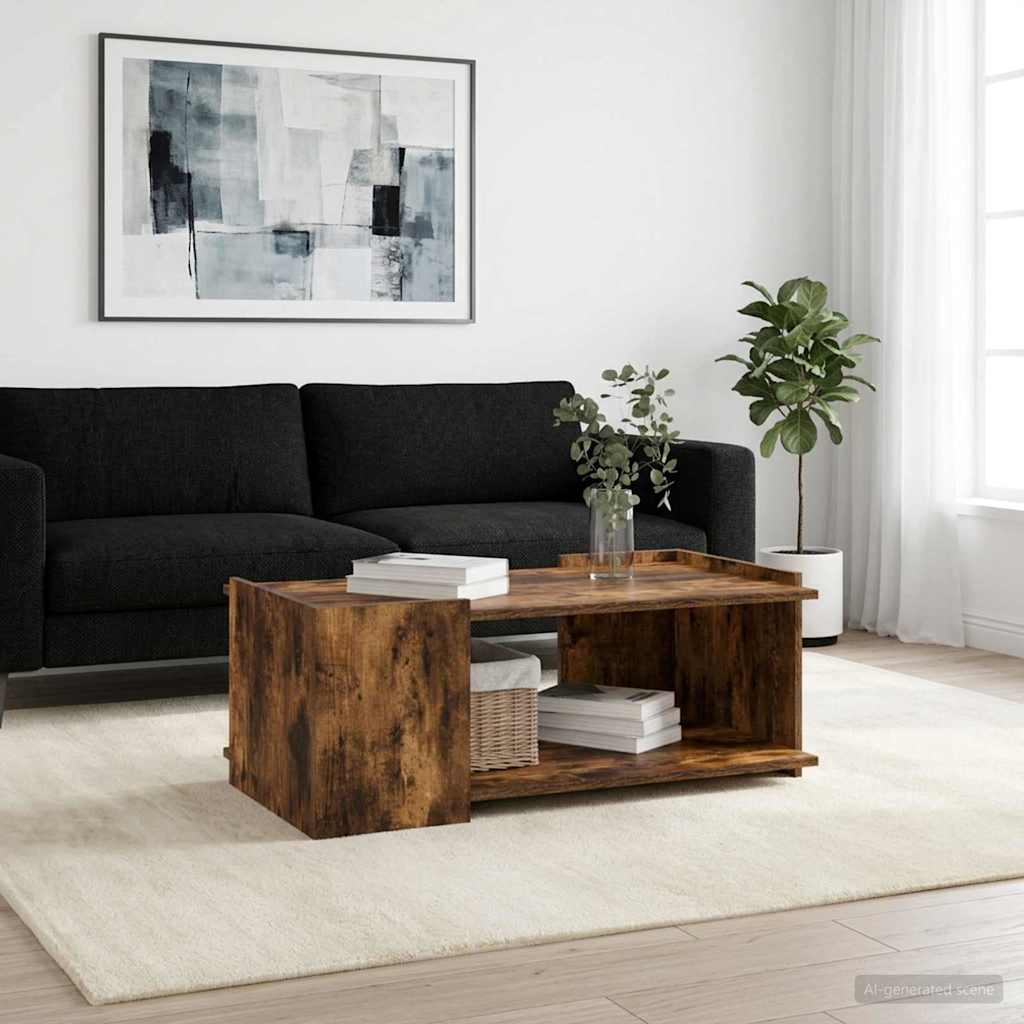 Salontafel Gerookt eiken 90 x 50 x 33 cm Bewerkt hout is nu te koop bij PeponiXL, paradijselijk wonen!