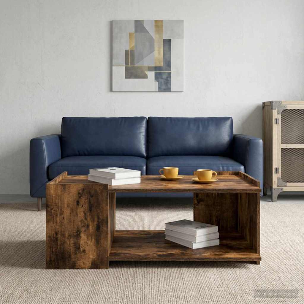 Salontafel Gerookt eiken 90 x 50 x 33 cm Bewerkt hout is nu te koop bij PeponiXL, paradijselijk wonen!