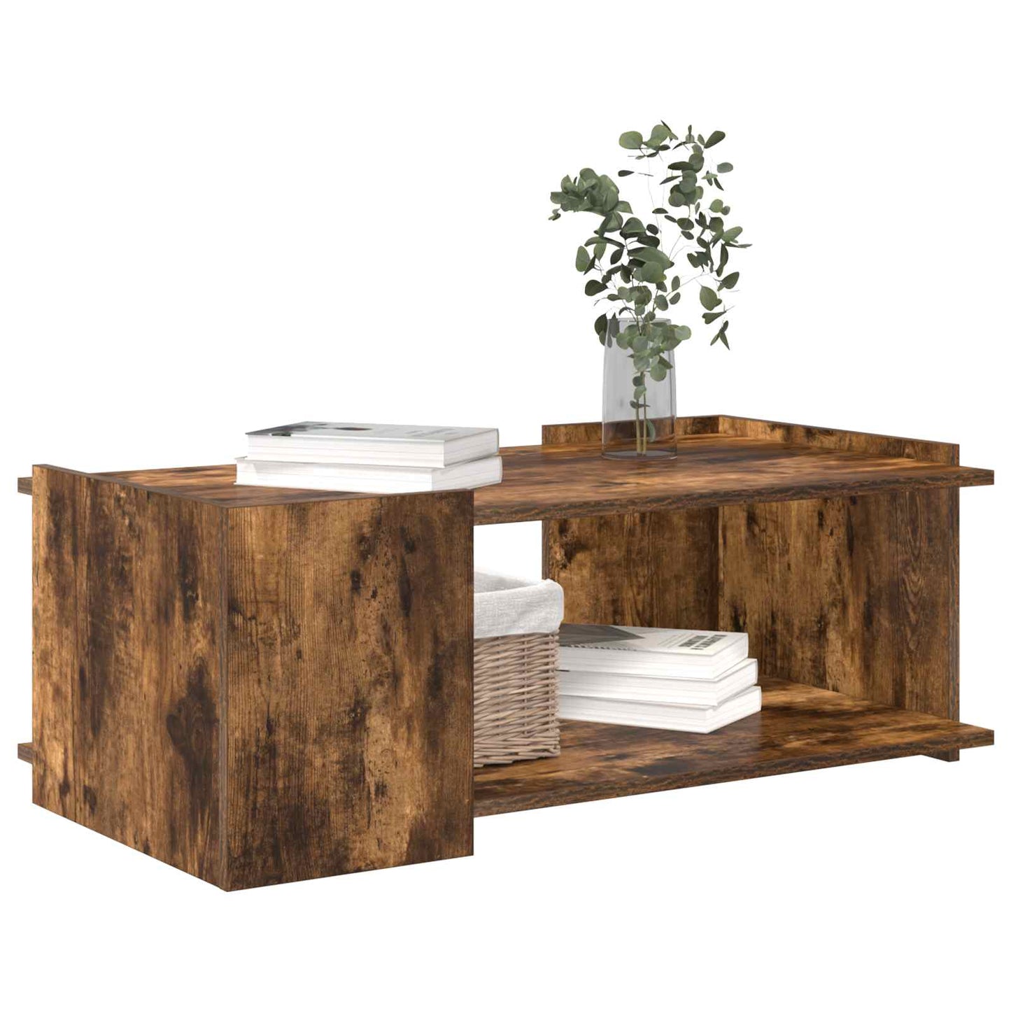 Salontafel Gerookt eiken 90 x 50 x 33 cm Bewerkt hout is nu te koop bij PeponiXL, paradijselijk wonen!