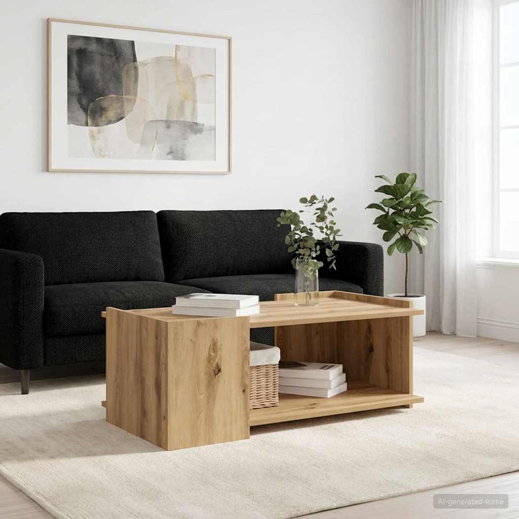 Salontafel Artisanaal eiken 90 x 50 x 33 cm Bewerkt hout is nu te koop bij PeponiXL, paradijselijk wonen!