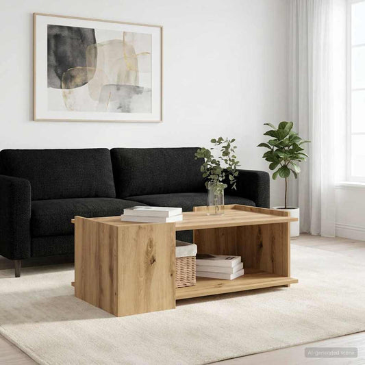 Salontafel Artisanaal eiken 90 x 50 x 33 cm Bewerkt hout is nu te koop bij PeponiXL, paradijselijk wonen!