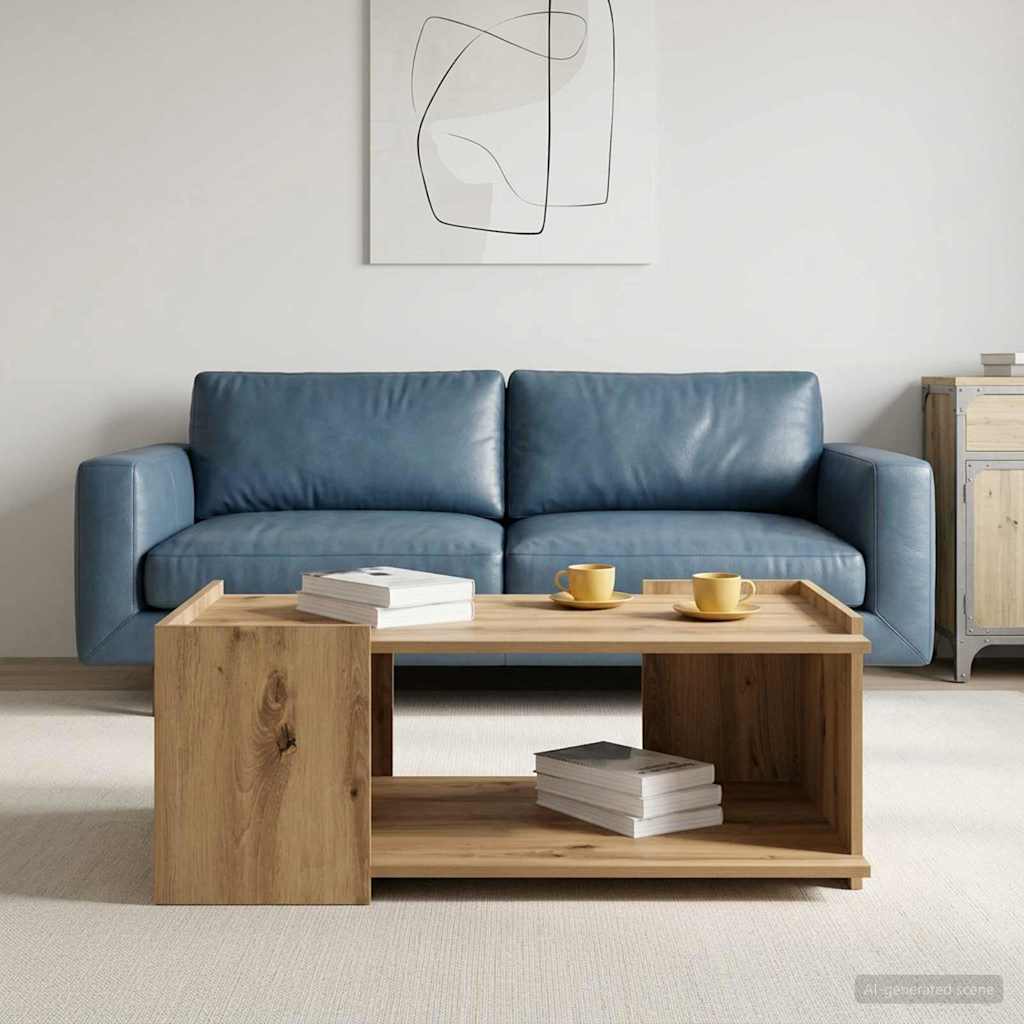 Salontafel Artisanaal eiken 90 x 50 x 33 cm Bewerkt hout is nu te koop bij PeponiXL, paradijselijk wonen!
