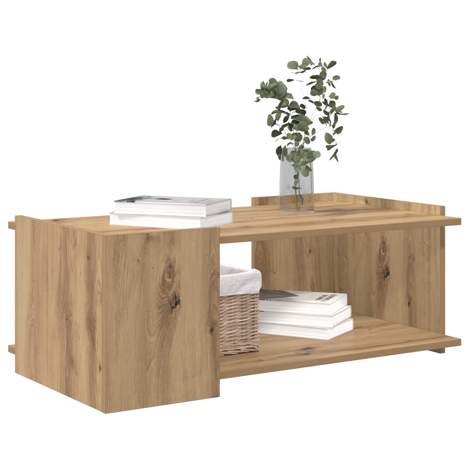 Salontafel Artisanaal eiken 90 x 50 x 33 cm Bewerkt hout is nu te koop bij PeponiXL, paradijselijk wonen!