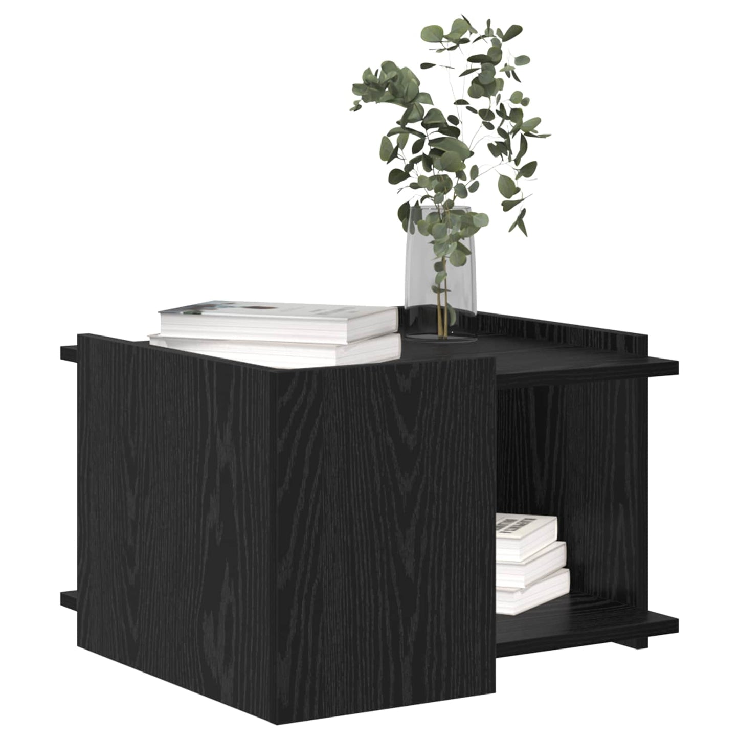 Salontafel Zwart eiken 50,5 x 50 x 33 cm Bewerkt hout is nu te koop bij PeponiXL, paradijselijk wonen!