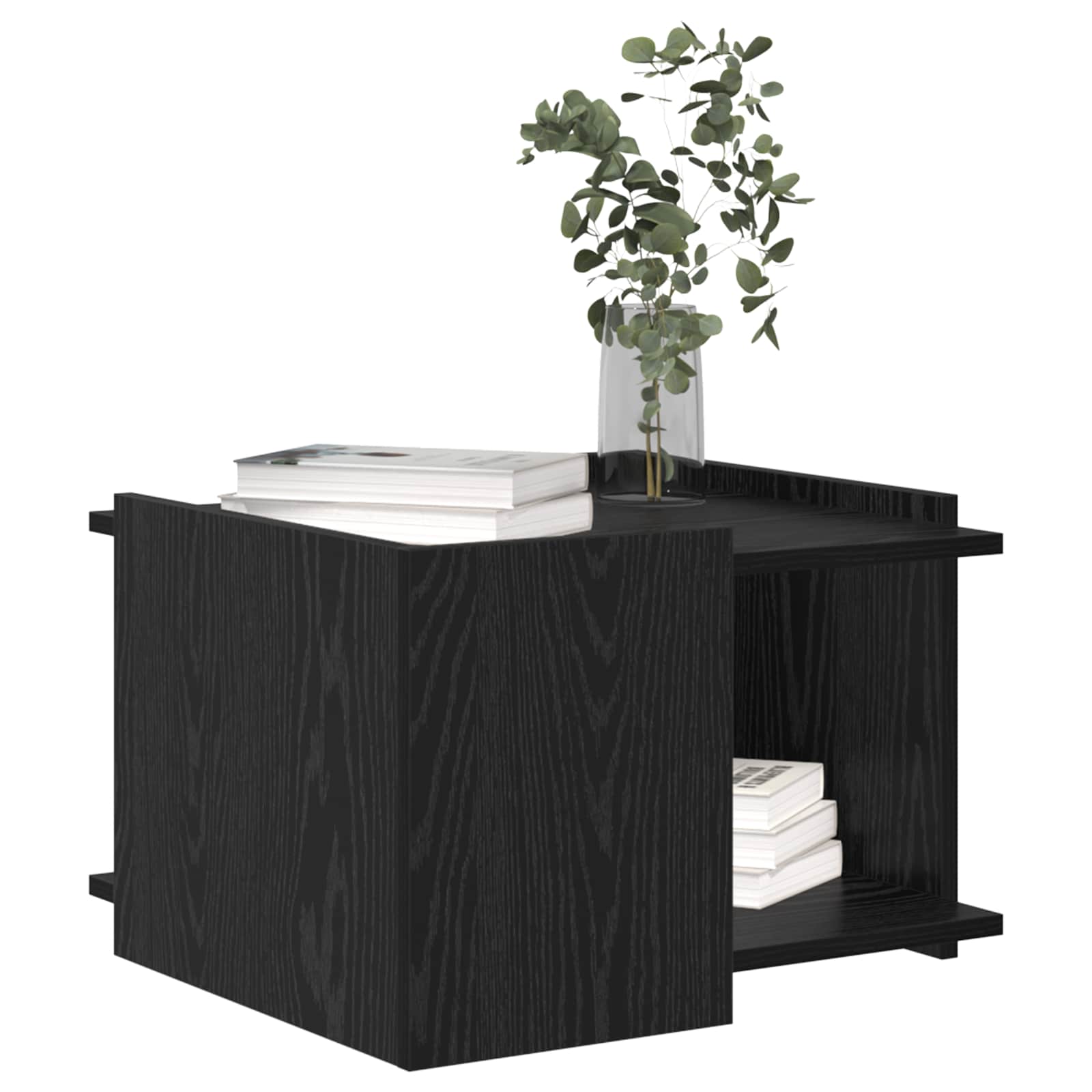 Salontafel Zwart eiken 50,5 x 50 x 33 cm Bewerkt hout is nu te koop bij PeponiXL, paradijselijk wonen!