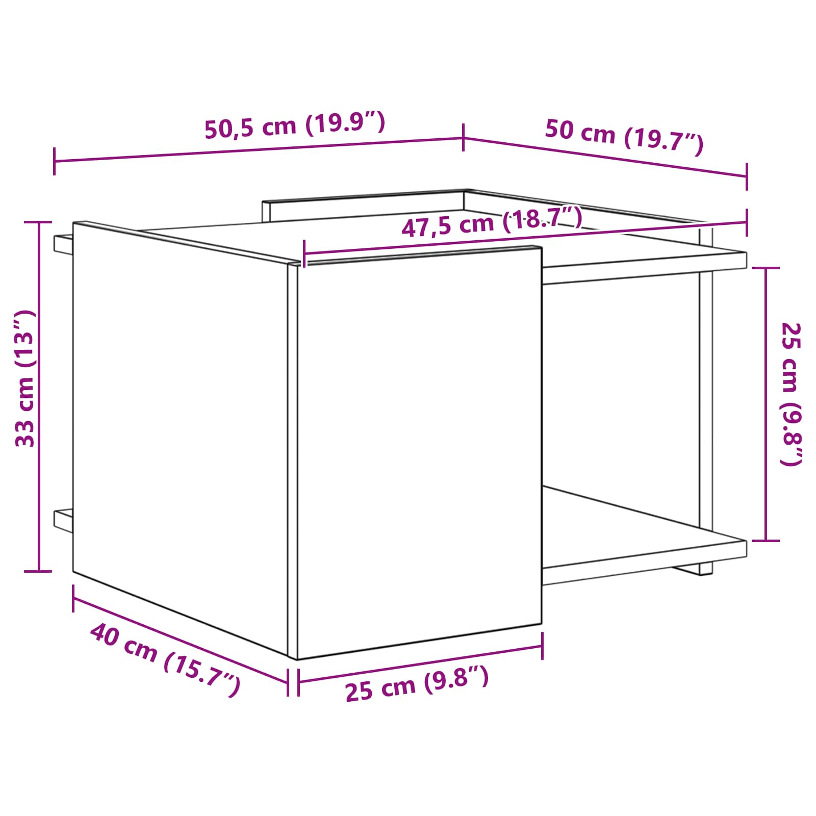 Salontafel Gerookt eiken 50,5 x 50 x 33 cm Bewerkt hout is nu te koop bij PeponiXL, paradijselijk wonen!