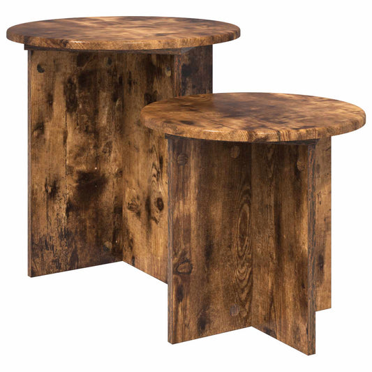 Bijzettafelset 2 st Gerookt Eiken Bewerkt hout is nu te koop bij PeponiXL, paradijselijk wonen!