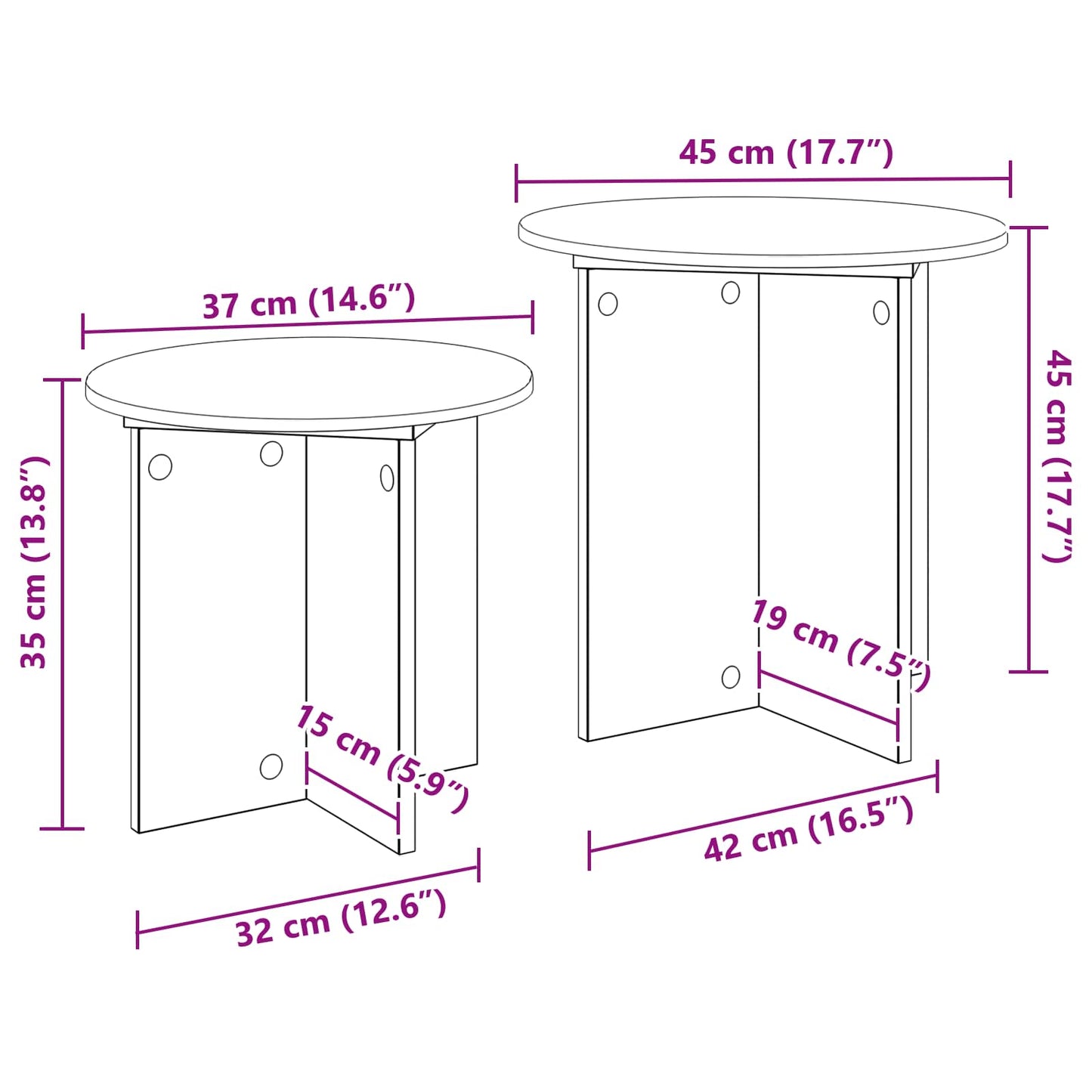 Bijzettafelset 2 st Gerookt Eiken Bewerkt hout is nu te koop bij PeponiXL, paradijselijk wonen!