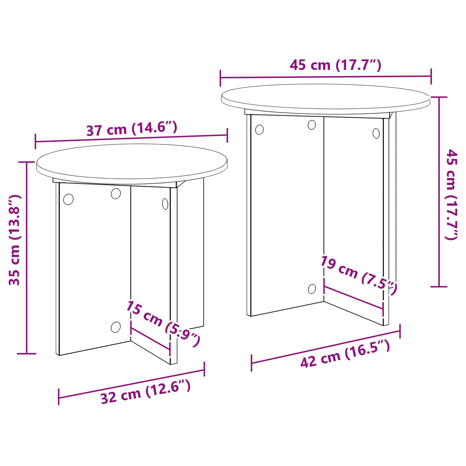 Bijzettafelset 2 st Gerookt Eiken Bewerkt hout is nu te koop bij PeponiXL, paradijselijk wonen!