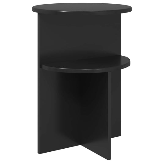 Bijzettafel met opslag Zwart eiken Ø 39,5 x 55 cm Bewerkt hout is nu te koop bij PeponiXL, paradijselijk wonen!