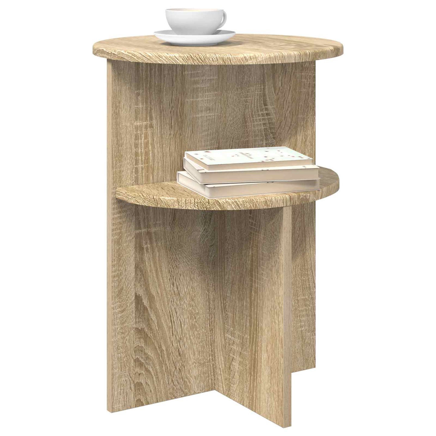Bijzettafel met opslag Sonoma Eiken Ø 39,5 x 55 cm Bewerkt hout is nu te koop bij PeponiXL, paradijselijk wonen!